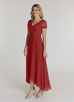 Azazie Thais Kleider für die Brautmutter A-Linie Spitze Chiffon Kleid Rost image3