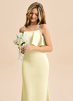 Azazie Galene Junior Lemon Sorbet Mermaid Stretch Satin Dress image5
