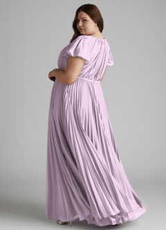 Azazie Kara vestidos de dama de honor modestos Vestido de Corte En A Plisado Hasta el suelo Gasa image11