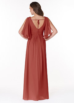 Azazie Temeka Bridesmaid Dresses Terracotta A-Line Ruched Chiffon Dress image2