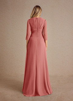 Azazie Mayfield Mère de la mariée Robes Robe Trapèze en Mousseline de soie Plissée Antique Rose image3