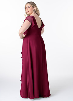 Azazie Omari Bridesmaid Dresses Burgundy A-Line Chiffon Dress image8