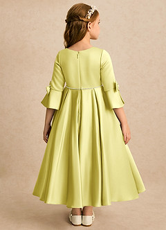 Azazie Eliza Flower Girl Dresses Lemon Sorbet A-Line Pleated Matte Satin Dress image2