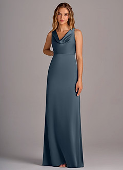 Azazie Wrenlee Robes de demoiselle d'honneur Robe Trapèze en Satin extensible Violet Crépusculaire image6