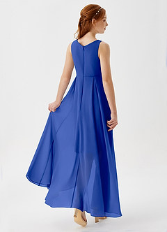 Azazie Lizette Junior Royal Blue A-Line Pleated Chiffon Dress image2