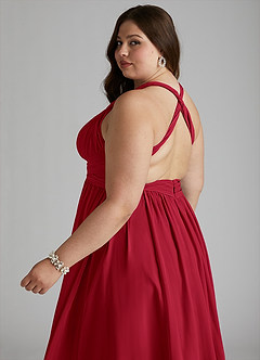 Azazie Ashia Final Sale Scarlet A-Line Pleated Chiffon Dress image8