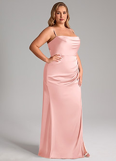 Azazie Leonis Final Sale Sangria Mermaid Pleated Stretch Satin Convertible Dress image13