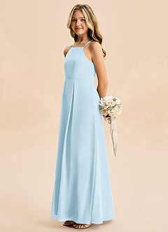 Azazie Farrah Junior Sky Blue A-Line Pleated Chiffon Dress image1