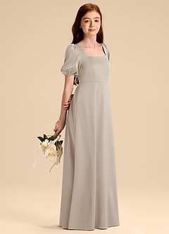 Azazie Briar Junior Frost A-Line Bow Stretch Satin Dress image4
