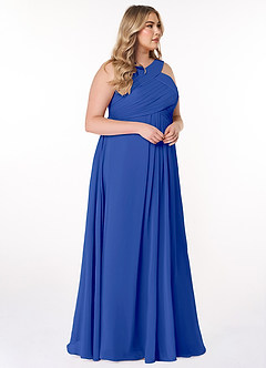 Azazie Kaleigh Robes de demoiselle d'honneur Robe Trapèze en Mousseline de soie Plissée Bleu Roi image10