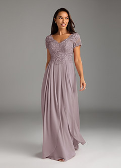 Azazie Dunja Mother of the Bride Dresses Dusk A-Line V-Neck Lace Chiffon Dress image5