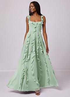 Barbie ♥ Azazie Bridesmaid Dresses Agave A-Line with Pockets Chiffon Dress image1