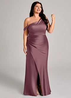 Azazie Madelyn Robes de demoiselle d'honneur Robe Sirène Convertible en Satin extensible Asymétrique Améthyste image12