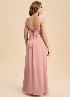 Azazie Hattie Junior Robe Trapèze en Satin extensible Plissée Rosette image7