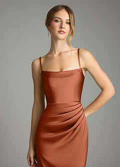 Azazie Leonis Bridesmaid Dresses Cedar Rose Mermaid Pleated Stretch Satin Convertible Dress image3