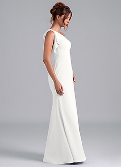 Azazie Rinna Bridesmaid Dresses White Mermaid One Shoulder Chiffon Dress image5