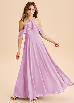 Azazie Tessabelle Junior Vestido de Rosa Caramelo de Gasa de Corte en A con Vestidos sin tirantes image4