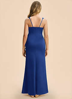 Azazie Adrienne Junior Royal Blue Sheath Pleated Stretch Satin Dress image2