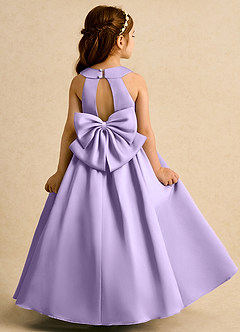 Azazie Daisies Flower Girl Dresses Lilac Ball-Gown Bow Matte Satin Dress image7