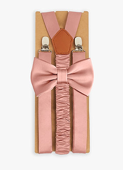 front Matching Matte Satin Bow Tie & Suspenders Set