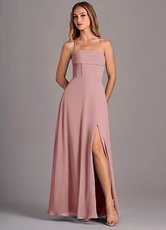 Azazie Carolyn Bridesmaid Dresses Dusty Rose A-Line Pleated Chiffon Dress image5