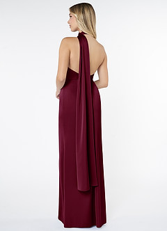 Azazie Kaylani Bridesmaid Dresses Mulberry Mermaid High Neck Stretch Satin Dress image2