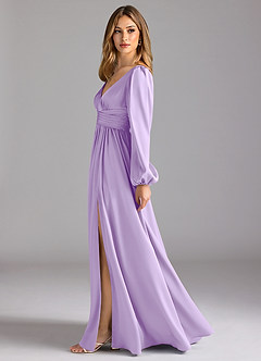Azazie Norah Bridesmaid Dresses Lilac A-Line Stretch Satin Dress image4