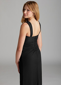 Azazie Jesaphine Junior Black Sheath Pleated Stretch Chiffon Dress image6