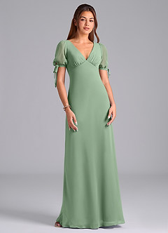 Azazie Pheby Bridesmaid Dresses Matcha A-Line Pleated Chiffon Dress image4