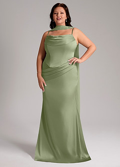 Azazie Sorrel Bridesmaid Dresses Pistachio Mermaid Strapless Stretch Satin Convertible Dress image7