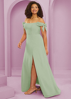 Barbie ♥ Azazie Bridesmaid Dresses Dusty Sage A-Line Off the Shoulder Chiffon Convertible Dress image13