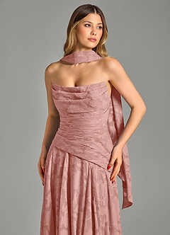 Azazie Gabriela Robes de demoiselle d'honneur Robe Trapèze en Blumen-Burnout Sans bretelles Rosette image8