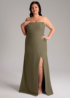 Azazie Leonis Bridesmaid Dresses Willow Green Sheath Strapless Chiffon Convertible Dress image12
