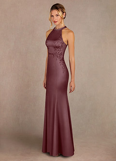 Azazie Tyra Mother of the Bride Dresses Sangria Mermaid Lace Stretch Satin Dress image2