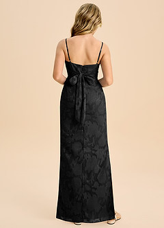 Azazie Mai Junior Etui Plissee Blumen-Burnout Kleid Schwarz image2