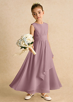 Azazie Edelweiss Flower Girl Dresses Dusty Rose A-Line Pleated Chiffon Dress image3