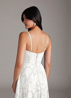 Azazie Moira Jurken voor bruidsmeisjes Jurk van Bloemen Burn-out met A-Lijn Zijsplit Wit image6