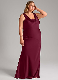 Azazie Rylina Bridesmaid Dresses Mulberry Mermaid Stretch Satin Dress image10