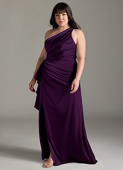 Azazie Maive Robes de demoiselle d'honneur Robe Fourreau en Satin extensible Rayé Grain De Raisin image4