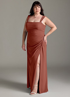 Azazie Jesaphine Bridesmaid Dresses Auburn Sheath Bow Chiffon Dress image11