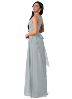 Azazie Kingsley Bridesmaid Dresses Dolphin Grey A-Line Lace Chiffon Dress image3
