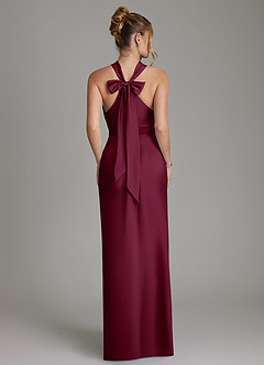 Azazie June Bridesmaid Dresses Mulberry Sheath Stretch Satin Dress image6