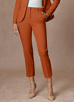 Whitney Burnt Orange Refined Weave Performance  Cropped Dress Pants
