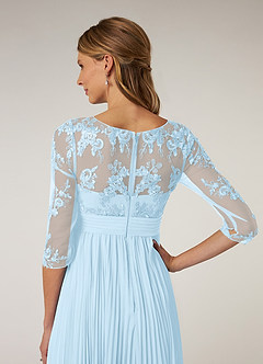 Azazie Tutu Mother of the Bride Dresses Sky Blue A-Line Boatneck Lace Chiffon Dress image6