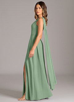 Azazie Tella Bridesmaid Dresses Matcha A-Line One Shoulder Chiffon Dress image4