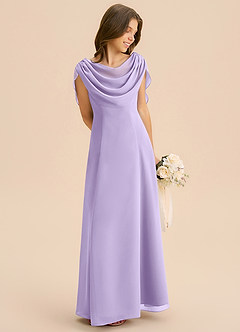 Azazie Lambie Junior Lilac A-Line Pleated Chiffon Dress image5