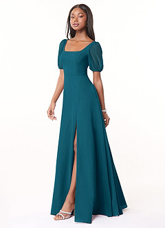 Azazie Alani Bridesmaid Dresses Ink Blue A-Line Square Neckline Chiffon Dress image3
