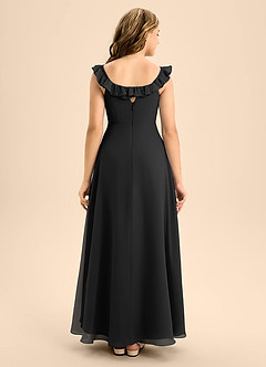Azazie Callie Junior Black A-Line Ruched Chiffon Dress image2
