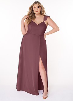 Azazie Everett Bridesmaid Dresses Sangria A-Line V-neck Ruched Chiffon Dress image6