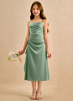 Azazie Canna Girls Formal Flower Girl Klänningar Klä A-Line i Stretch Satin Plisserad image5